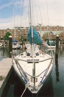 Bow on at Newport Yacht Club before the '05 Bermuda 1/2