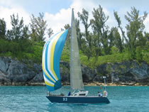 Walkabout in Town Cut leaving Bermuda on the double handed leg of the Bermuda 1/2